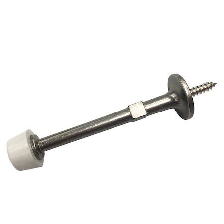 Prime-Line Rigid Door Stop, Zinc Diecast, Satin Nickel, Rubber Tip, Baseboard Single Pack MP11224-1